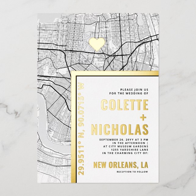New Orleans Love Locator | City Themed Wedding (Front)