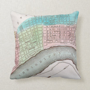 New Orleans Map, 1837 Throw Pillow