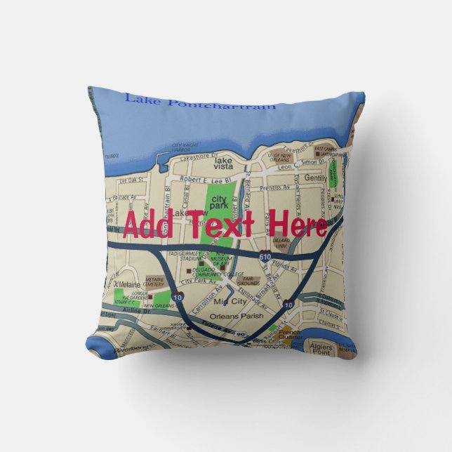 New Orleans Map, add text Pillow (Front)