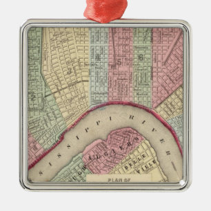 New Orleans Map by Mitchell Metal Ornament