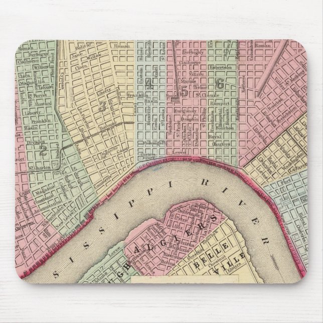 New Orleans Map by Mitchell Mouse Pad (Front)