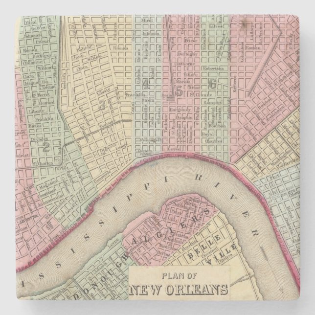 New Orleans Map by Mitchell Stone Coaster (Front)