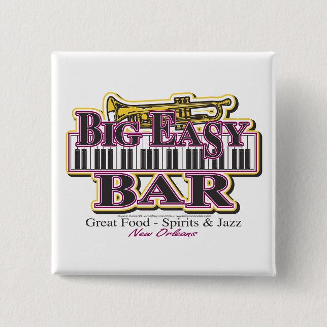 New Orleans Mardi Gras 2 Inch Square Button (Front)