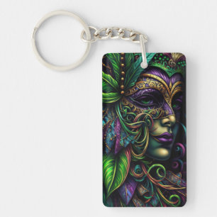 New Orleans Mardi Gras Abstract Art Keychain