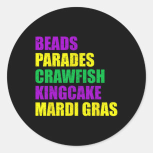 New Orleans Mardi Gras Beads Parades Crawfish King Classic Round Sticker