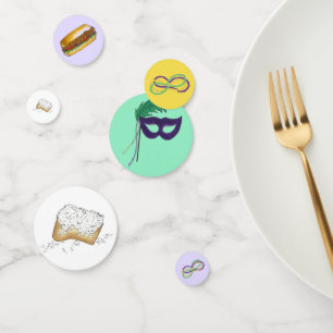 New Orleans Mardi Gras Beignet Beads Mask Po'Boy Confetti