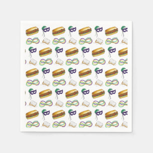 New Orleans Mardi Gras Beignet Beads Mask Po'Boy Napkin