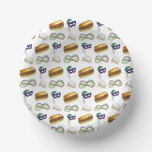 New Orleans Mardi Gras Beignet Beads Mask Po'Boy Paper Plate