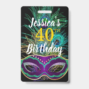 New Orleans Mardi Gras Birthday Buy Drink QR code Badge