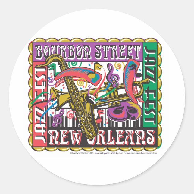 New Orleans Mardi Gras Classic Round Sticker (Front)