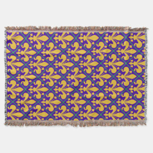 New Orleans Mardi Gras Fleur de Lis Throw Blanket