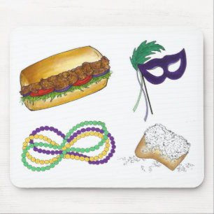 New Orleans Mardi Gras Mask Beads Beignet NOLA Mouse Pad