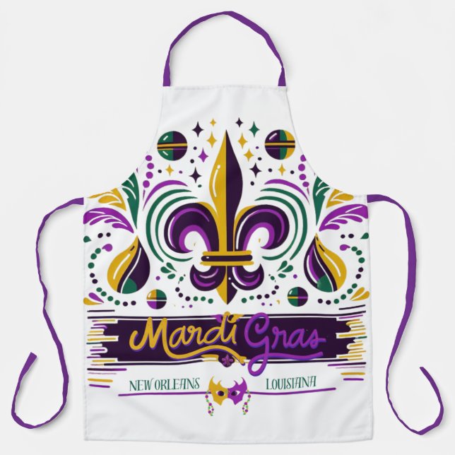 New Orleans Mardi Gras purple yellow green Apron (Front)