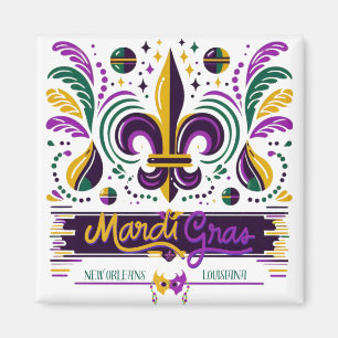New Orleans Mardi Gras purple yellow green Magnet