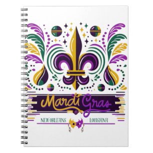 New Orleans Mardi Gras purple yellow green Notebook
