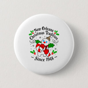 New Orleans Mr Bingle Christmas Tradition Snowman  2 Inch Round Button