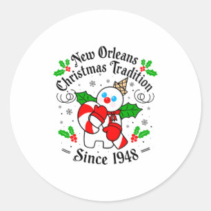 New Orleans Mr Bingle Christmas Tradition Snowman  Classic Round Sticker