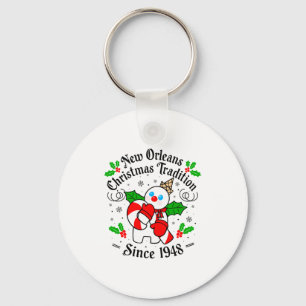 New Orleans Mr Bingle Christmas Tradition Snowman Keychain
