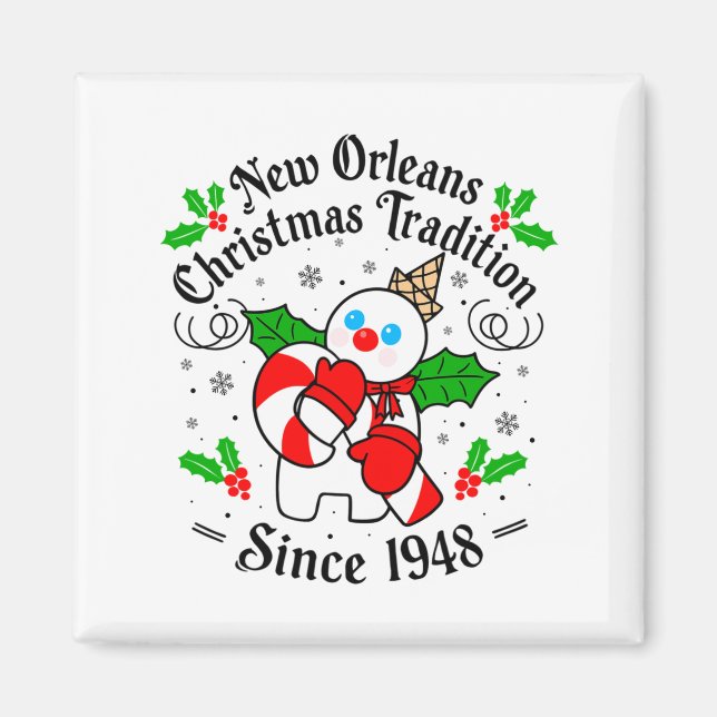 New Orleans Mr Bingle Christmas Tradition Snowman  Magnet (Front)