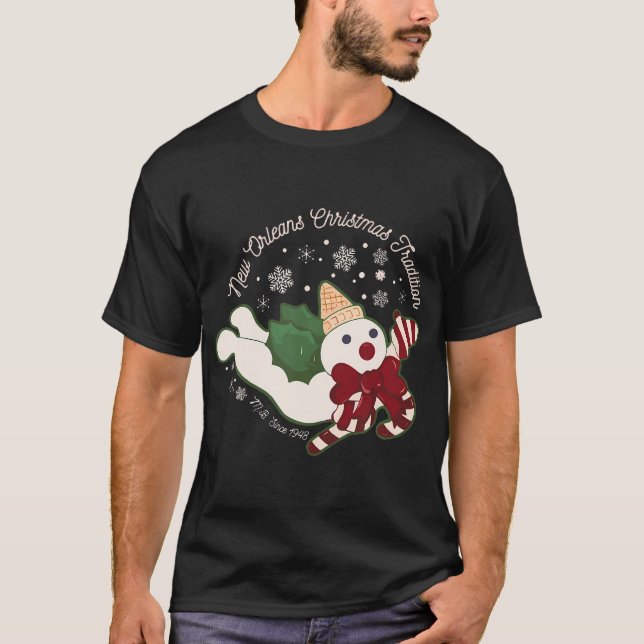 New Orleans Mr Bingle Christmas Tradition Snowmen  T-Shirt (Front)