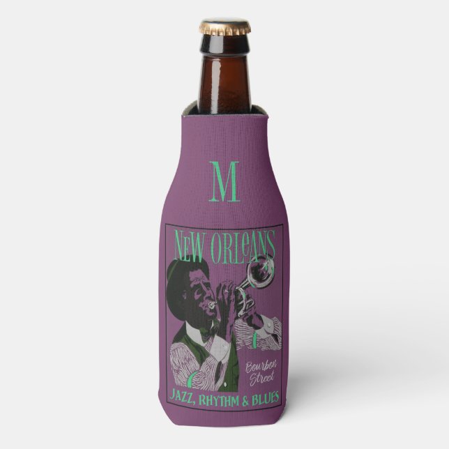 New Orleans Music custom monogram bottle cooler (Bottle Front)