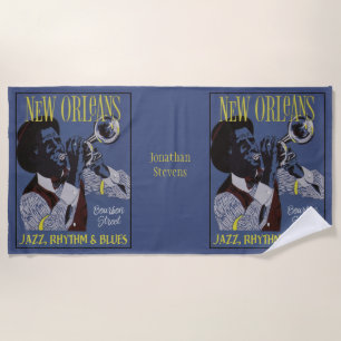 New Orleans Music custom name Beach Towel