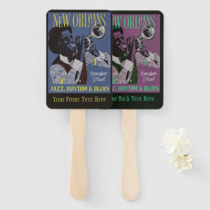 New Orleans Music custom text hand fan set