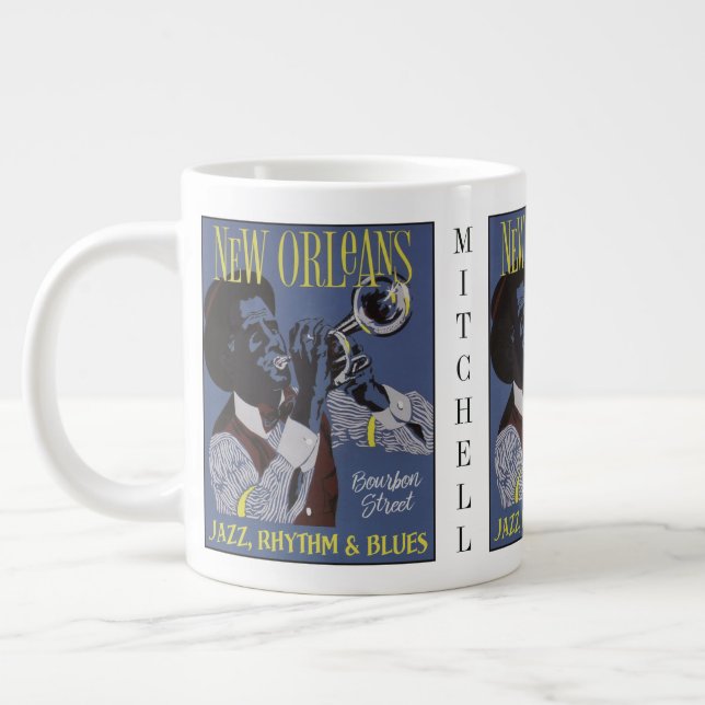 New Orleans Music nom personnalisé jumbo mug (Gauche)