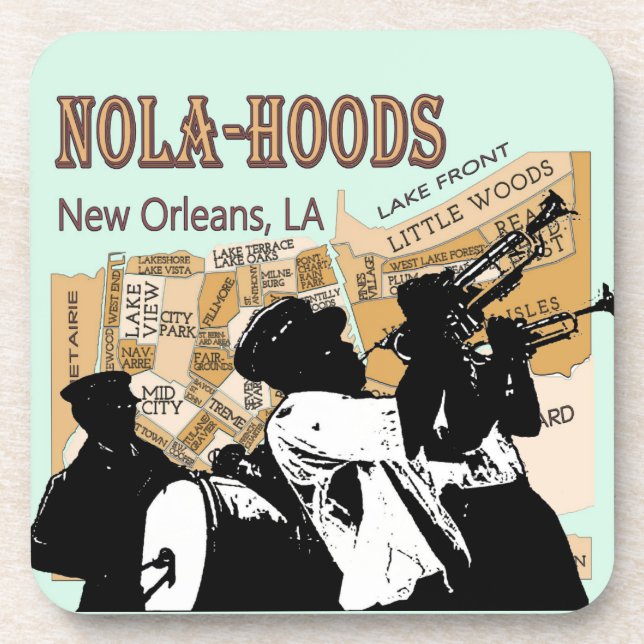 New Orleans Neighbourhoods Map, NOLA_HOODS Coaster (Front)
