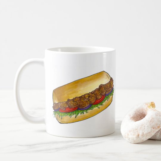 New Orleans NOLA Cajun Shrimp Po'Boy Sandwich Coffee Mug