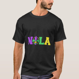 New Orleans Nola in Mardi Gras colors and fleur de T-Shirt