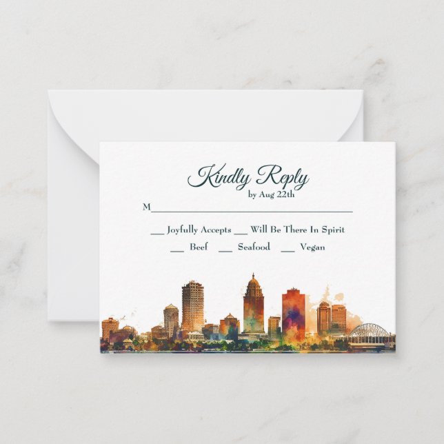 New Orleans Nola Louisiana - Watercolor RSVP  Card (Front)