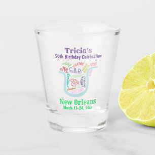 New Orleans Nola Map Travel Vacation Party Custom Shot Glass