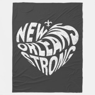 New Orleans Nola Strong Heart Fleece Blanket