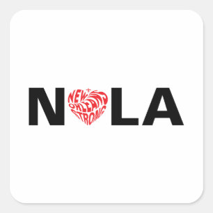 New Orleans Nola Strong Heart Square Sticker