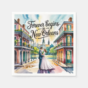 New Orleans NOLA watercolor Wedding Napkin