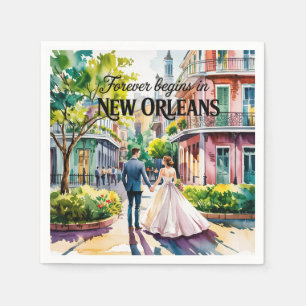 New Orleans NOLA Watercolor Wedding Napkin