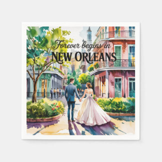 New Orleans NOLA Watercolor Wedding Napkin