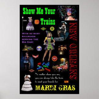 New Orleans Railroads, Mardi Gras Travel Poster
