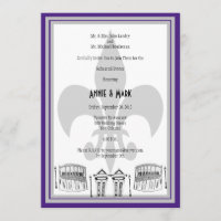 New Orleans Rehearsal Dinner Invite purple silver