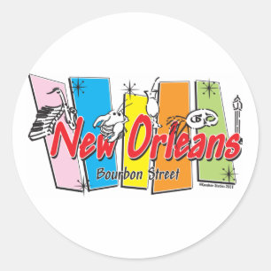 New-Orleans-Retro Classic Round Sticker