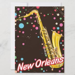 New Orleans retro Saxophone travel poster.