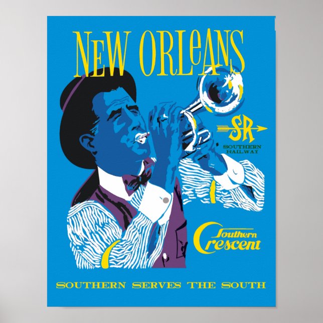 New Orleans.  Retro style railroad travel poster (Front)