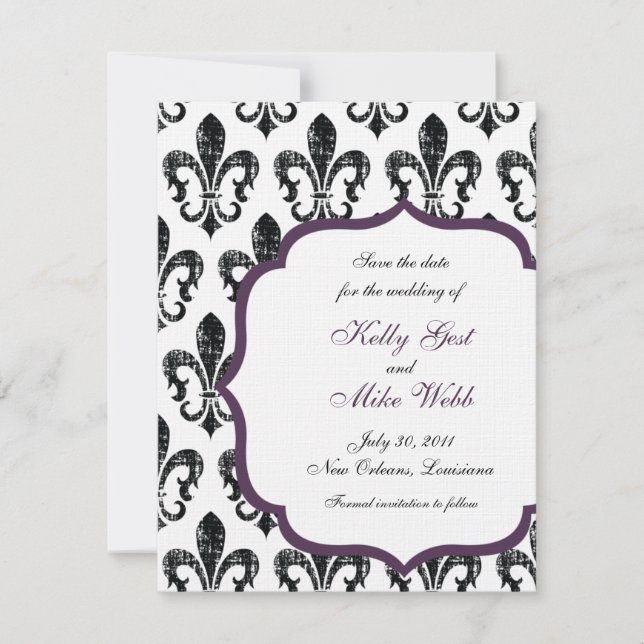 New Orleans Save the Date - Purple (Front)