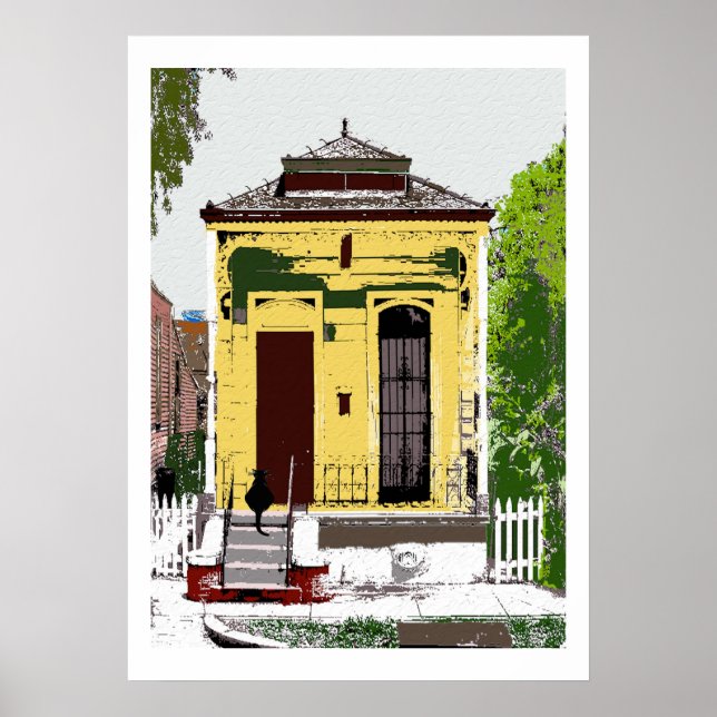 New Orleans Shot Gun Home & Cat  Poster (Front)
