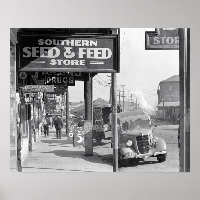 New Orleans Sidewalk, 1935. Vintage Photo Poster (Front)