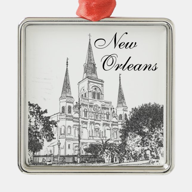 New Orleans St. Louis Cathedral Metal Ornament (Front)