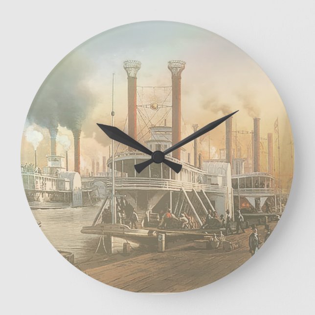 New Orleans Steamboat Large Clock (Front)
