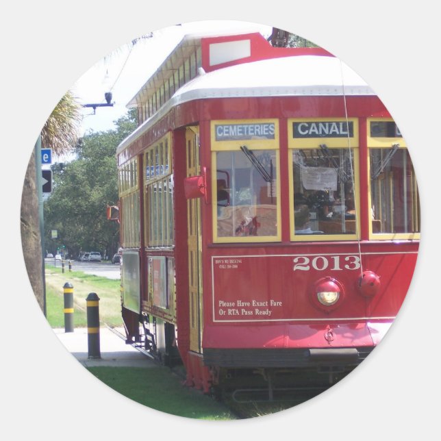 New Orleans Streetcar Classic Round Sticker (Front)