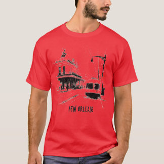 New Orleans Streetcar Vintage Sketch of Historic T-Shirt